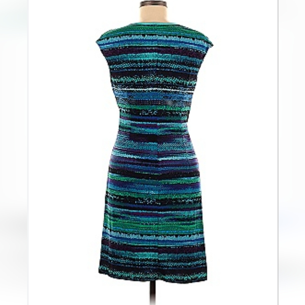 EVAN PICONE Black Label faux wrap short sleeve stretch bodycon green sz 12 dress - Picture 2 of 8